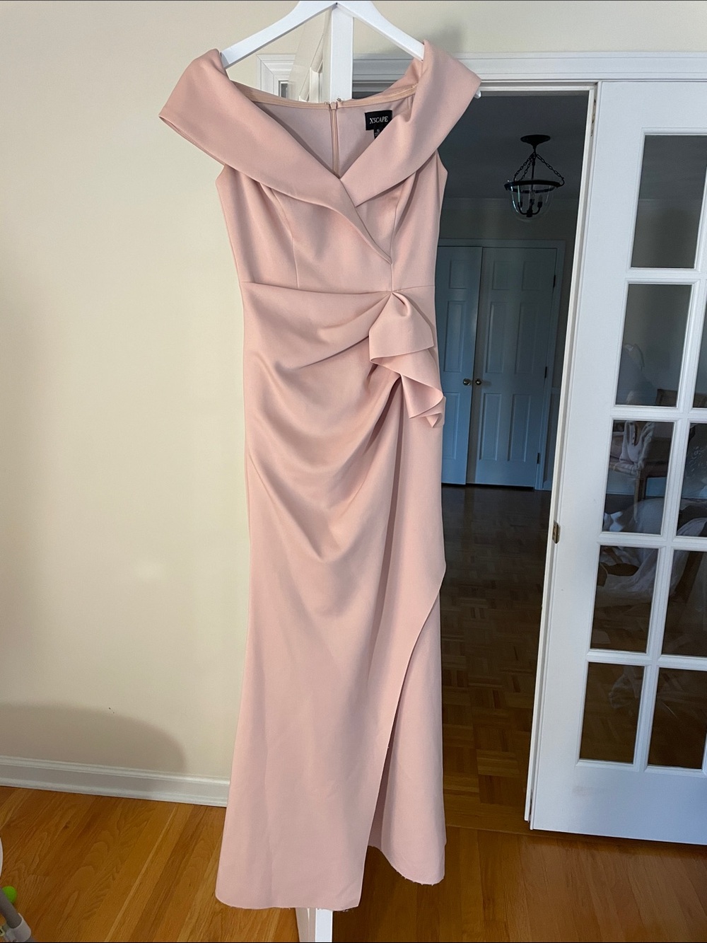 XCVI Blush One-Shoulder Draped Gown